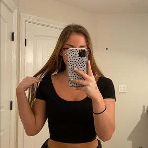 Pacsun LA HEARTS black cropped shoulder top